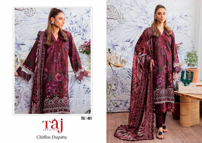 490 And 491 By Taj Embroidery Cotton Pakistani Salwar Suits Wholesale Price In Surat
